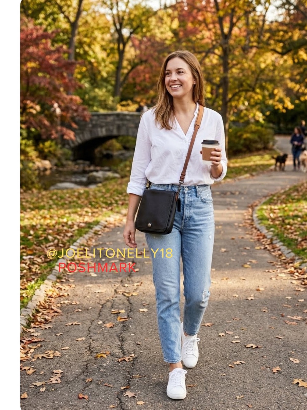 Coach Black Leather Crossbody with Brown Adjustable Strap